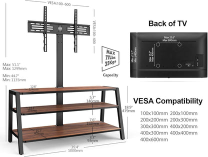TV-Vloerstandaard – TV Standaard – TV Meubel – TV Kast – TV Beugel – Geschikt Voor 37-70 Inch Tv’s – Max VESA 600x400 Mm