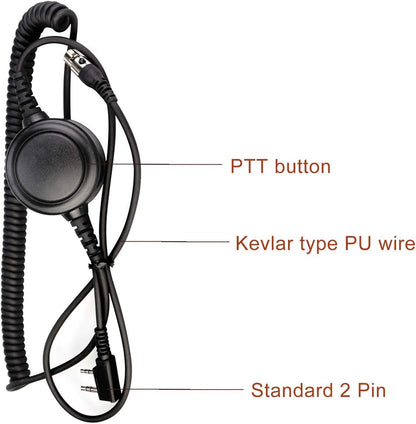 Retevis EH070K portofoon, oortelefoon met PNR-headset, compatibel met RT24 RT27 RT617 RA685 RB629 RT5R RT1 Baofeng UV5R 888S eSynic Kenwood, geschikt voor Aviation Link Line (zwart, 1 stuk)