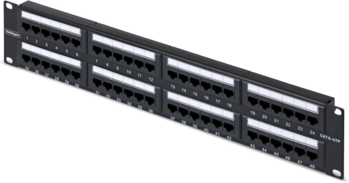 StarTech 48-Port 2U Rackmonteerbaar Cat6 Patchpaneel, RJ45, UTP, 110 Type, Cat 6 Ethernet Patch Paneel voor Netwerk Rack