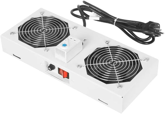DIGITUS DN-19 FAN-2-WM-T Dakventilatorunit voor wandbehuizing, 276 m³/u, vrij luchtbelende volumestroom, 2 x ventilator, thermostaat, grijs