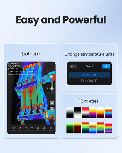 P1 Warmtebeeldcamera voor iPhone 15/16 en Android infraroodcamera met Super IR resolutie 320 x 240, ± 2 °C nauwkeurigheid huisinspectie 15 x zoom, Grijs