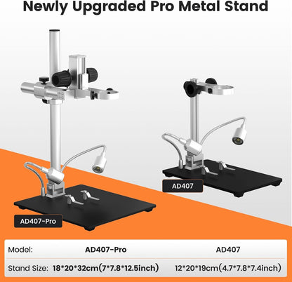 AD407 Pro 3D HDMI Soldering Digital Microscope, 4MP 2160P UHD Video Record, 7 inch Adjustable LCD Screen USB Video Electronic Microscopes for Repairing, Circuit Board, SMT SMD DIY