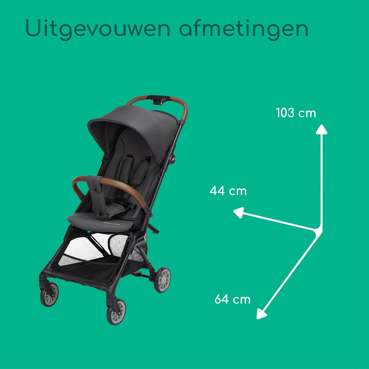 Bebeconfort Zephir Compact Baby Stroller 0-4 Years (Max 22 kg), Lightweight Travel Pram (5.6 kg), Airplane Cab, Flat Reclining and Tilting Storage Basket, Mineral Graphite - QUORE