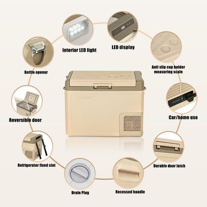 Alpicool GE50 50L elektrische compressor Koelbox/vriesbox, Mini koelkast 12/24 V en 230 V, Autokoelkast voor auto, vrachtwagen