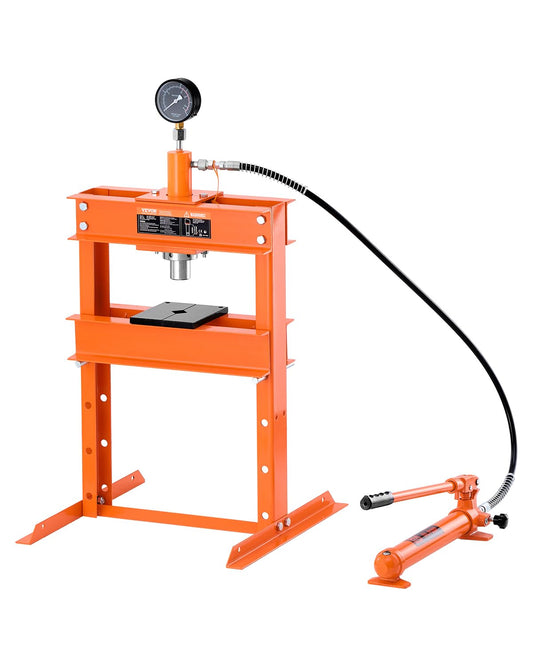 VEVOR Hydraulic shop press, 10T H frame, shop press with press plate and H-shaped base, stable garage floor, adjustable hydraulic press with release valve, suitable for bending, straightening and