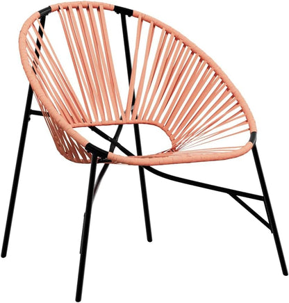 Polyrattan Garden Chair in Egg Shape Black and Orange Comfortable Outdoor Relax Chair with Powder Coated Steel Frame Weatherproof - QUORE