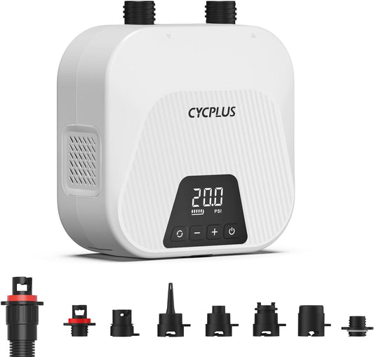 CYCPLUS 20PSI High Pressure Smart SUP-luchtpomp, oplaadbare batterij, intelligente tweetraps inflatie en deflatie, auto-off luchtpomp voor stand-up paddleboards, vlieger, tent, matras