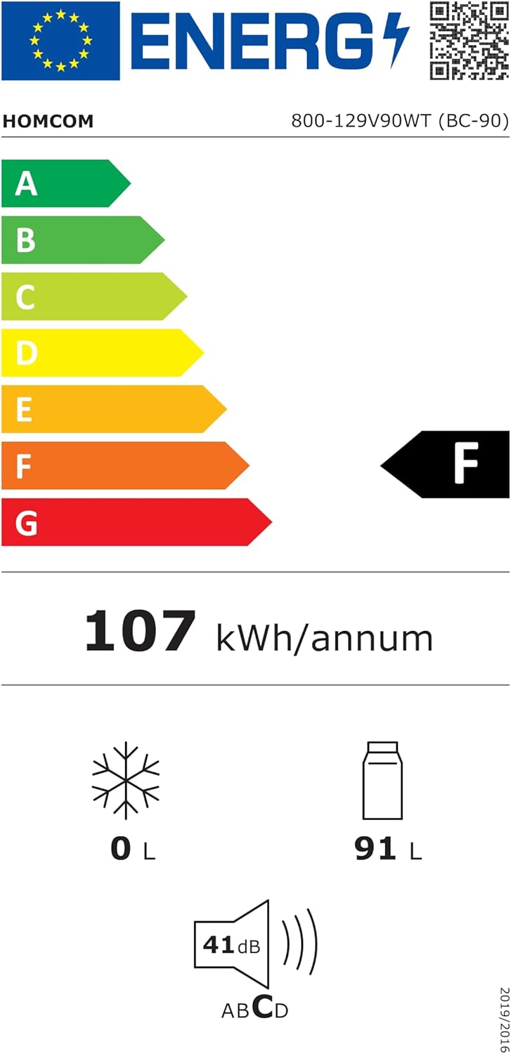 HOMCOM 91L koelkast met vriesvak 81L+10L, kleine koelkast met groentelade, eierrek, ijsbakje, verstelbare temperatuurregeling voor slaapzaal, kantoor, slaapkamer, wit