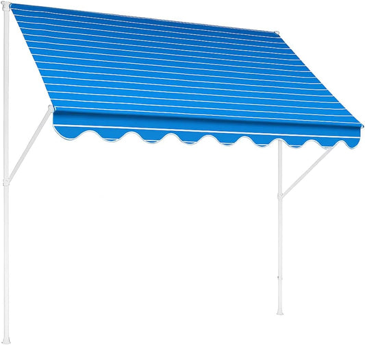 Angerer Freizeitmöbel GmbH Klemluifel exclusief, luifel voor zonwering, montage zonder boren en pluggen, ideale balkonluifel voor huurwoningen (blauw, 400 cm)