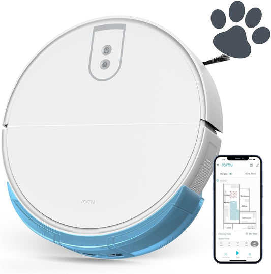 ROMY L6 Animal Smart Home robotstofzuiger met dweilfunctie, 5200 Pa zuigkracht, stille robotstofzuiger, geoptimaliseerd voor dierenharen, tapijt, harde vloeren, XXL stofreservoir in plaats van