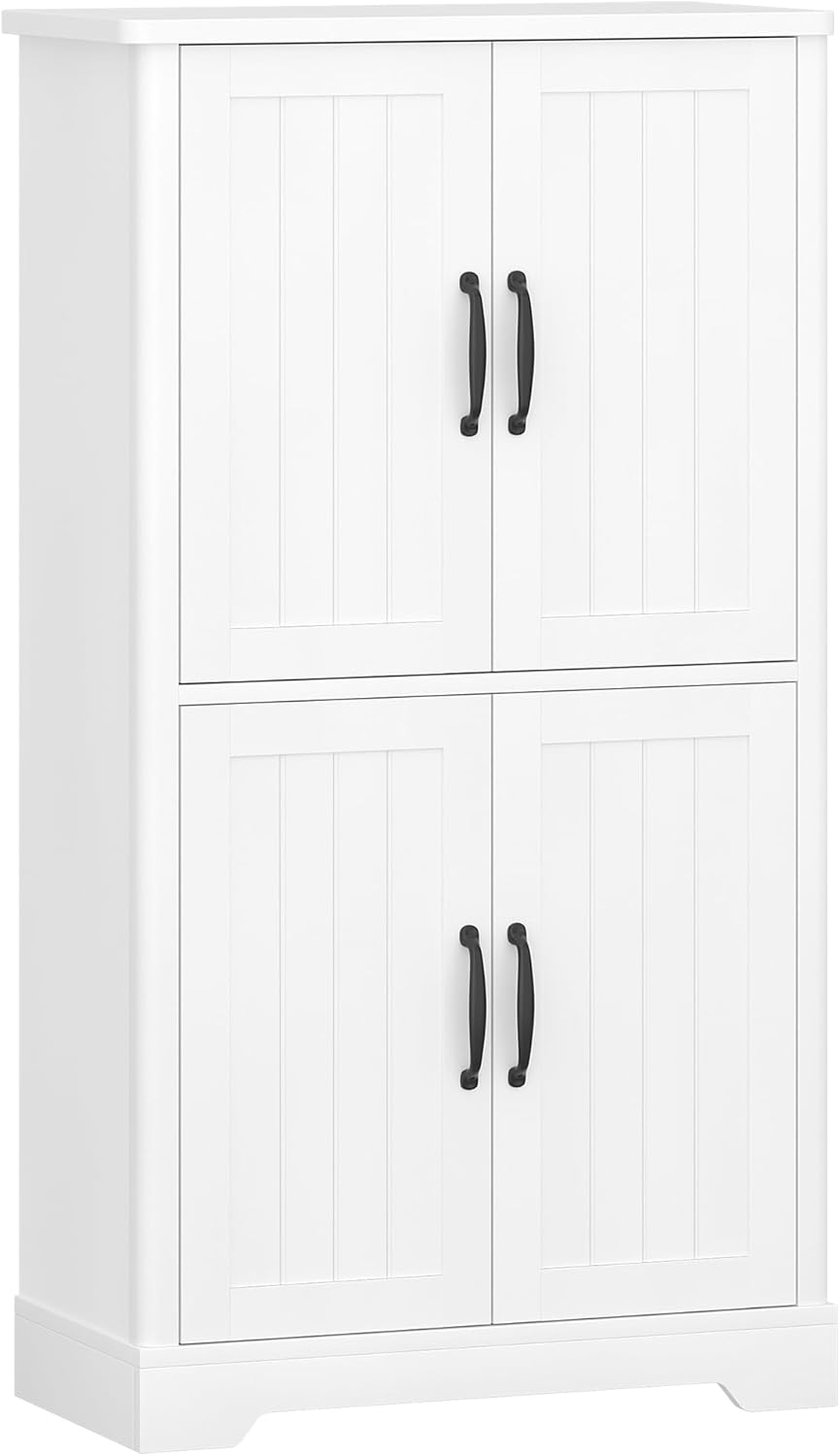 Hzuaneri Bathroom Cabinet, Bathroom Cabinet with 4 Doors, Storage Cabinet, Adjustable Shelves for Living Room, Bathroom, Kitchen, 30 x 60 x 110 cm, White SC18413X