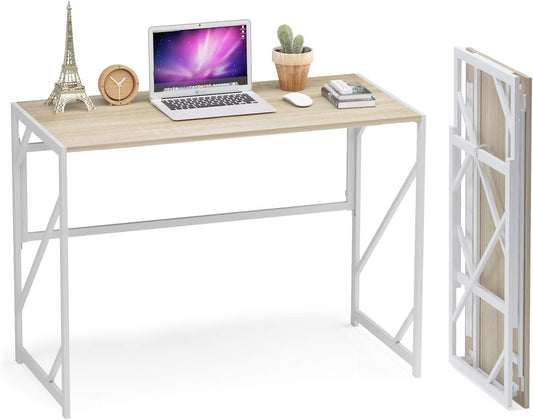 Ulifance Opvouwbare Computer Bureau voor Home Office No-Assembly Schrijfbureau FOLDA Beige