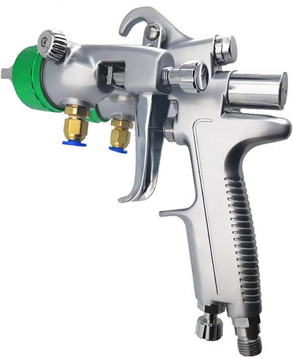 Dubbele Hoofd Druk Feed Verfspuit – Verfspuitpistool – Pneumatisch Spuitpistool – Spuitapparaat – Schilderpistool – Roestvrijstalen Onderdelen – Dubbele Pot 1000ml – Hoge Precisie 1,3mm Mundstuk – Luchtverbruik 8-12 cfm