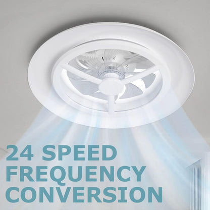 Smart led-plafondlamp met ventilator, plafondventilatorlampen zonder lampenkap, windsnelheden instelbaar, dimbaar licht, moderne ventilatorverlichting, 3000-5500 K