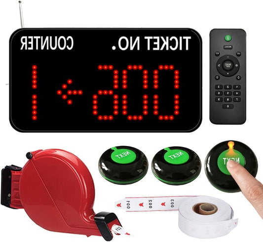 Queue Call System for Multiple Counters | Call Buttons +Caller ID+Ticket Dispenser(3+1+1) | Queue Management, Calling Queuing Client to the Right Counter - QUORE