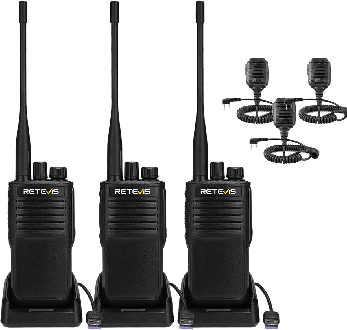 Retevis P62 IP68 Waterdicht Walkie Talkie, Professionele Portofoon Dualband, Walkie Talkie met Microfoon, 2500mAh Draagbare Radio Robuust voor Boerderij, Bouwplaats (Zwart, 3 Stuks)