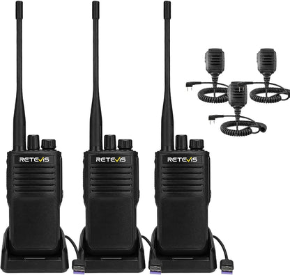Retevis P62 IP68 Waterdicht Walkie Talkie, Professionele Portofoon Dualband, Walkie Talkie met Microfoon, 2500mAh Draagbare Radio Robuust voor Boerderij, Bouwplaats (Zwart, 3 Stuks)