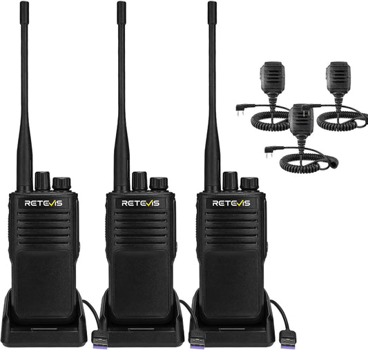 Retevis P62 IP68 Waterdicht Walkie Talkie, Professionele Portofoon Dualband, Walkie Talkie met Microfoon, 2500mAh Draagbare Radio Robuust voor Boerderij, Bouwplaats (Zwart, 3 Stuks)