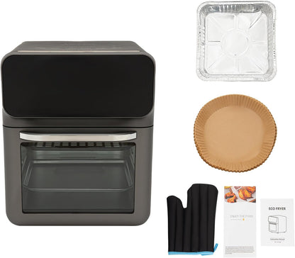 Electric Tabletop Oven with LCD Touch Screen - 13 Liters for Defrosting, Baking and Grilling Meat, Pizza, Fish, Vegetables, Toast - 1350W - QUORE