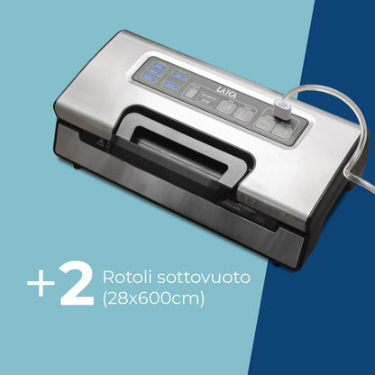 LAICA VT3220 Professionele vacuümmachine, geschikt voor alle soorten levensmiddelen, snelle marineerfunctie, houdt levensmiddelen tot 5 keer langer vers, inclusief 2 vacuümrollen