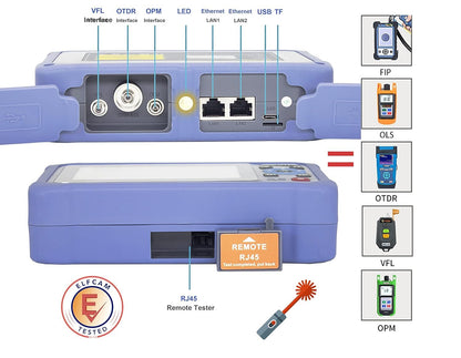 Elfcam® - OTDR voor FTTH, 26dB/24dB single-mode 1310nm / 1550nm, draagbaar 4-in-1 OTDR + VFL+ OPM + OLS, OTDR optische vezeltester/reflectometer van het optische domein, tot 100 km (ELF-5800)