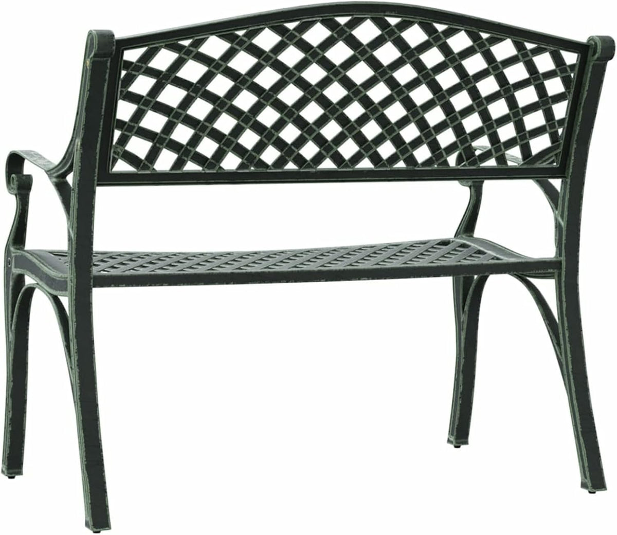 Mogou Garden bench, outdoor bench, patio, garden bench, cast aluminium, green, 102 cm - QUORE