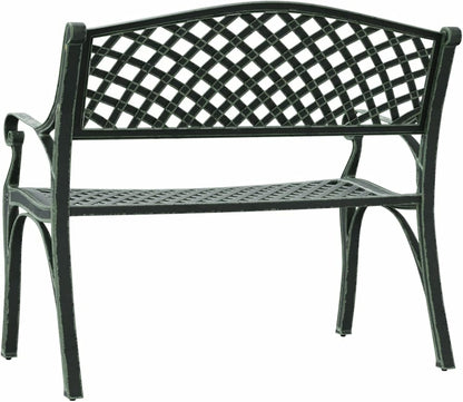 Mogou Garden bench, outdoor bench, patio, garden bench, cast aluminium, green, 102 cm - QUORE