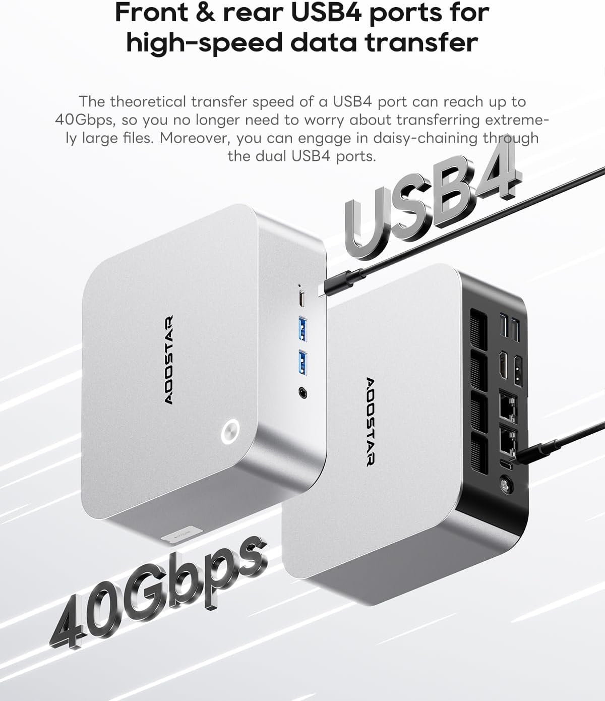 AOOSTAR MACO Mini PC Ryzen 7 PRO 8845HS(tot 5,1GHz), Barebone Mini-desktopcomputer, geen RAM geen M.2 SSD, micro-gaming-pc OCuLink/2xUSB4/2x2,5G LAN/4K quad-display/ontgrendelen van vingerafdruk