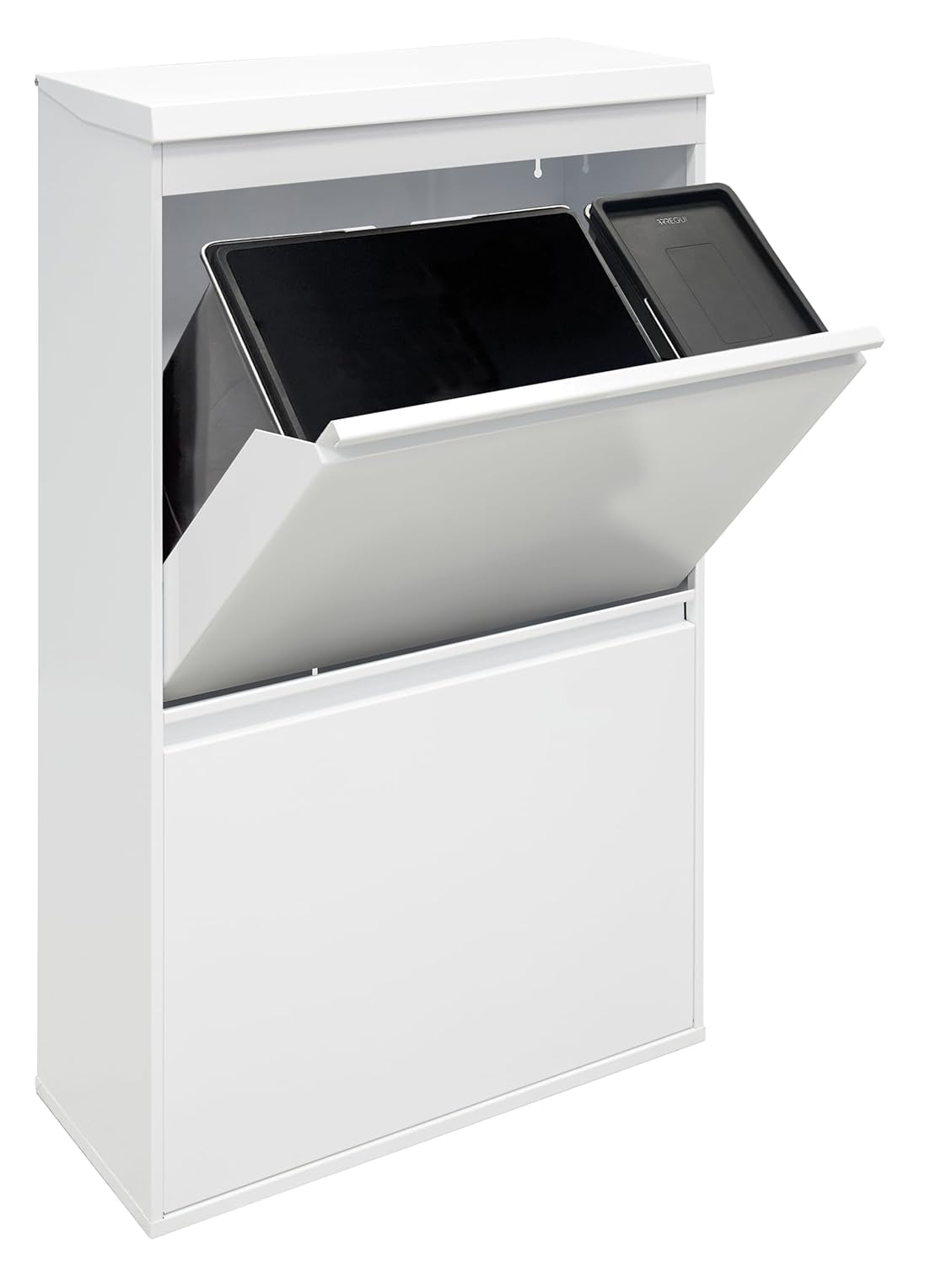 ARREGUI Top CR621-B2 Recycling Container | Waste Container with Storage Compartment | 4 Compartments 23+11+17+17 L (68 L) | Inner Buckets for PMD and GFT | Recycle Bin for Waste Separation | Waste Bin - QUORE