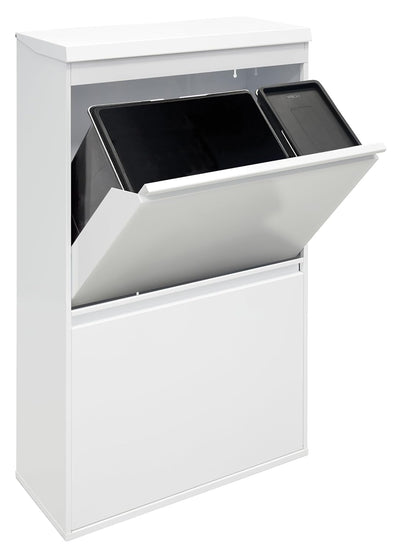 ARREGUI Top CR621-B2 Recycling Container | Waste Container with Storage Compartment | 4 Compartments 23+11+17+17 L (68 L) | Inner Buckets for PMD and GFT | Recycle Bin for Waste Separation | Waste Bin - QUORE