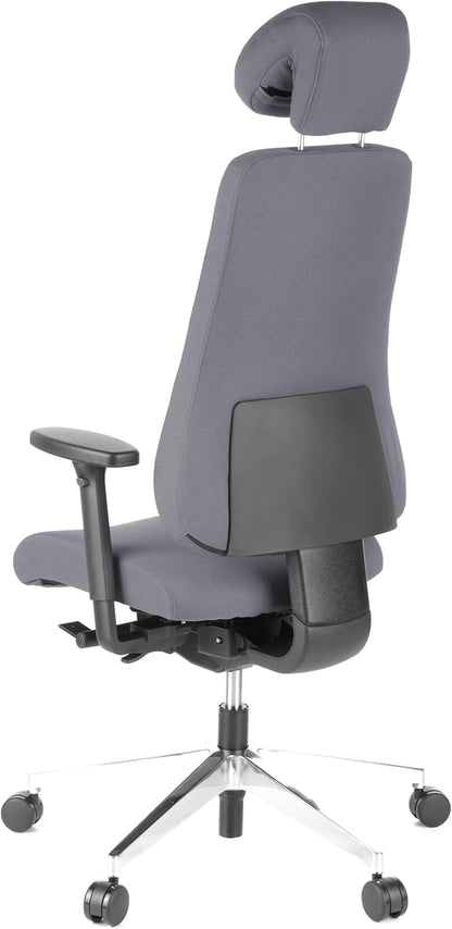 HJH Office, Pro-Tec 400, bureaustoel, directiestoel, stof, aluminium gepolijst antraciet