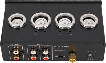 Phono-Voorversterker Met Buizen – Platenspeler Voorversterker – RIAA Voorversterker – MM/MC Voorversterker – Hifi Voorversterker – 3,5 Mm Koptelefoonaansluiting – Treble En Bassregeling