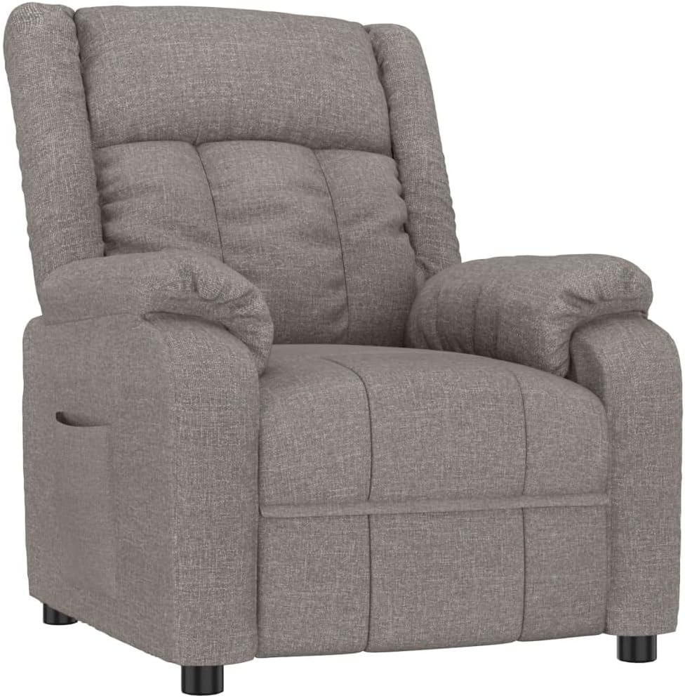 Relaxstoel taupe stof tv-stoel met ligfunctie, enkele ligstoel, relaxstoel voor woonkamer, slaapkamer A2 - QUORE