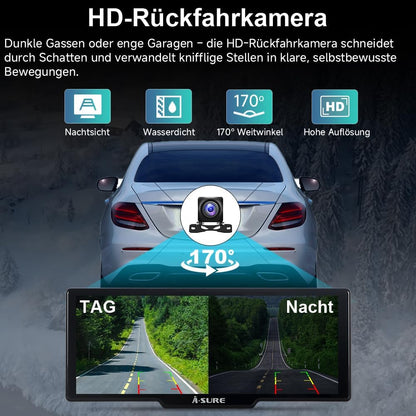 CarPlay Auto 9,26 Inch – Autoscherm – Autoradio – CarPlay Scherm – Navigatiescherm – Draadloze CarPlay En Android Auto – 4K UHD Frontcamera En 1080P Achteruitrijcamera