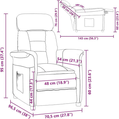 Relaxstoel – Fauteuil – Loungestoel – Ligstoel – Eetkamerstoel – Verstelbare Rugleuning – Zacht Microfiber Materiaal