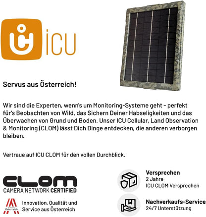 icusun Zonnepaneel voor wildcamera's, 5,4 watt, veilig en weerbestendig, incl. oplader