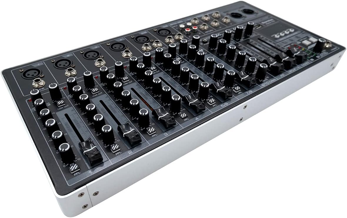Thornton Axis 10-10-kanaals mixer met ingebouwde 2-kanaals USB-geluidskaart, effecten, Bluetooth en mp3-spele