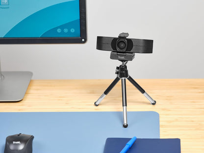 Trust Teza 4K Ultra HD Webcam, 3840x2160, met 2 Microfoons en Autofocus, 30 FPS, USB Plug & Play, Webcam voor Teams, Zoom, Skype, PC, Laptop, Mac, Macbook - Zwart