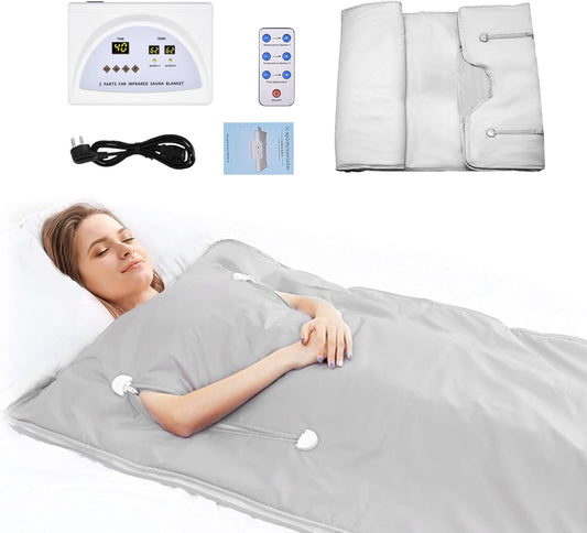 Infrarood Saunadeken – Saunadeken – Infrarooddeken – Stoomdeken – Warmtedeken – Zilver, 180 x 80 cm – Oxford-Stof, Timer 15 t/m 60 min