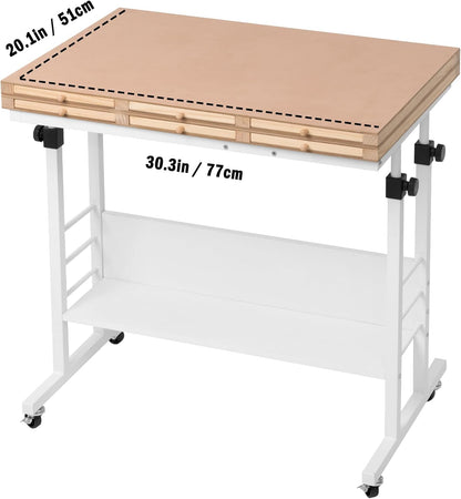 Tektalk 2000/1500/1000 Stuk opvouwbaar puzzelbord met hoogteverstelling, legpuzzeltafel met hoes en 8 sorteerladen/laden, puzzelezel met poten, omsloten met 4 rolwielen