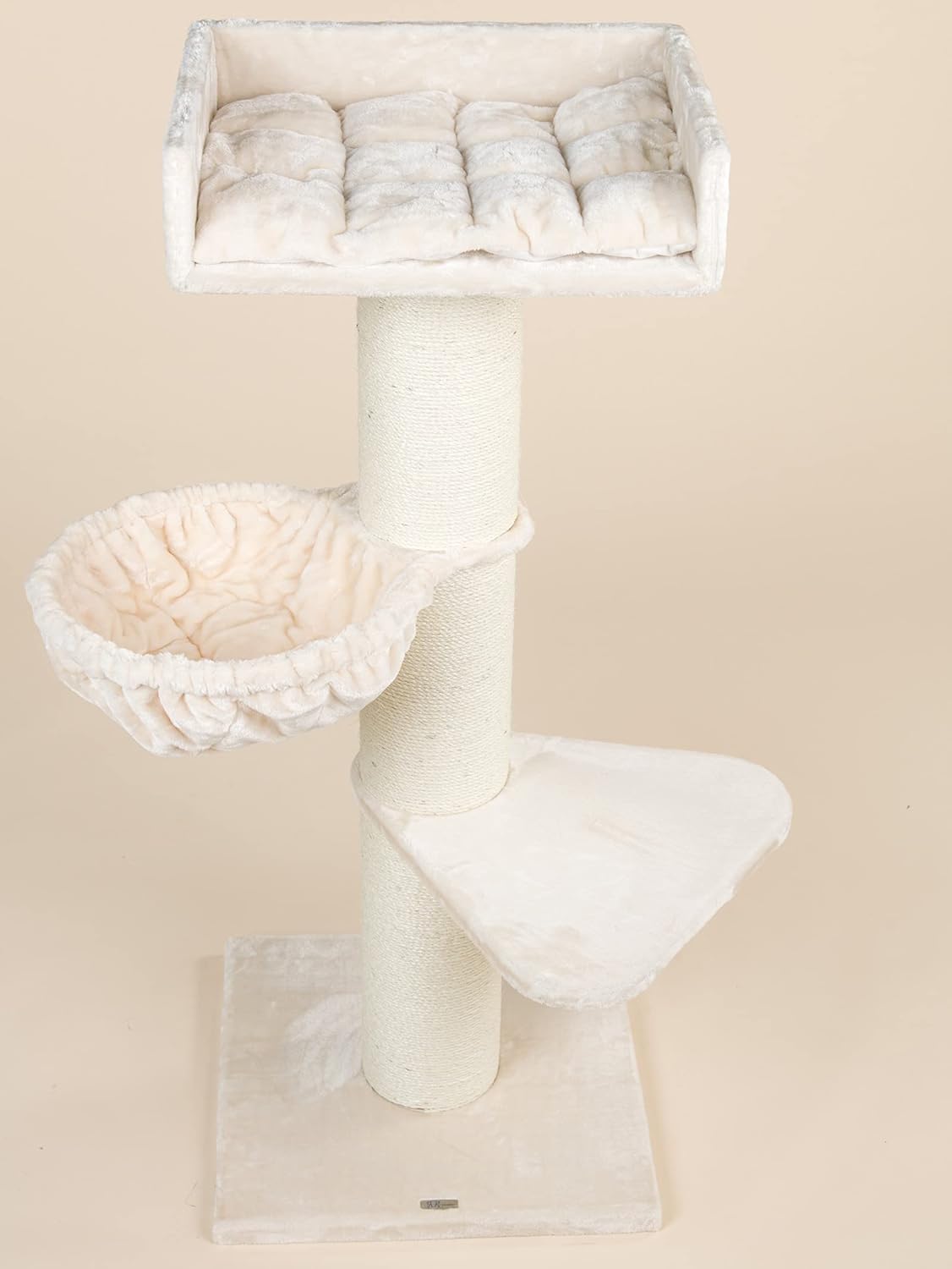 Krabpaal – Krabboom – Kattenmeubel – Klimpaal – De Luxe – Extra Stevige 20 cm Sisalstammen – Royale Hoogte 158 cm – Crème Kleur
