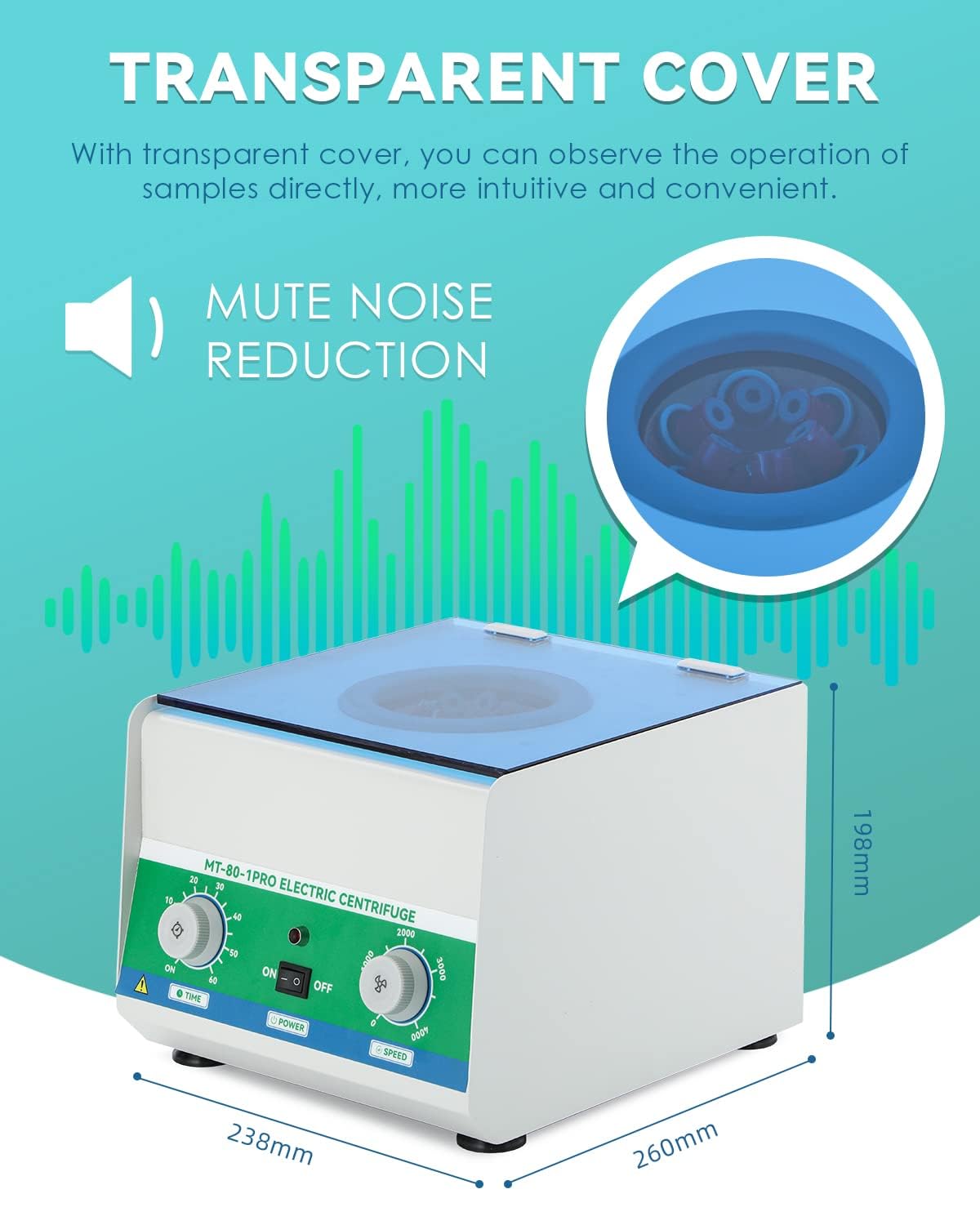 Mxmoonant Laboratorium Lage snelheid centrifugeert Desktop 15mlx6, 0~4000rpm, Elektrische Centrifuge met lage snelheid, Geschikt voor Universitaire Laboratoria, Onderzoeksinstellingen, enz.
