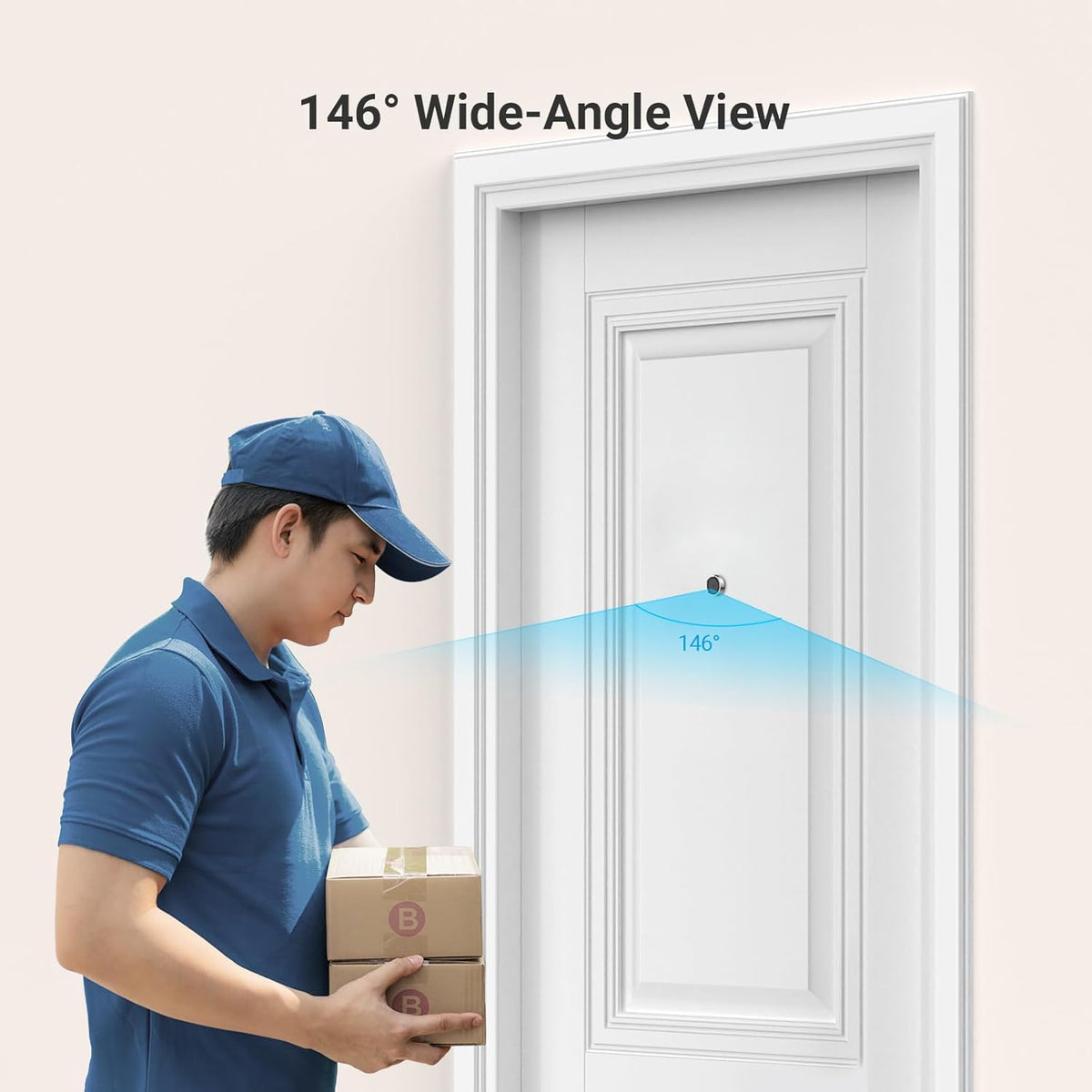 Beveiligingscamera Buiten - Draadloze IP-camera - WLAN Deurkijker  - Videodeurbelcamera - met 146° Groothoek - 2200mAh Batterij - 2,4GHz - Weerbestendig - Zilver