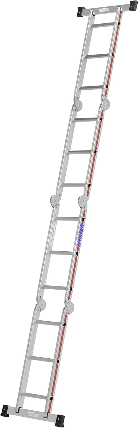 Hymer 414312 Multifunctionele ladder met werkplatform 4143 (4x3 sporten, holm 60 mm, aluminium ladder, vouwladder, ladder 3,47 m)