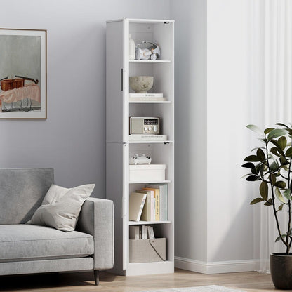 Badkast – Opbergkast – Bergkast – Badkamermeubel – Opbergmeubel – 180 cm Hoog – 4 Verstelbare Planken – MDF Wit – Slank Design