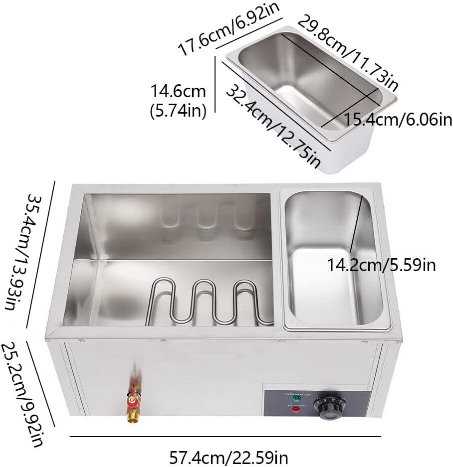 Bain Marie Electric Food Warmer Heat Holder Stainless Steel Hot Plate Buffet Warmer Chafing Dish with Food Container Water Bath Warmer Bain Marie 850W 220V DHL GN - QUORE