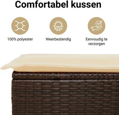 Tuinstoelen – Tuinzetels – Loungestoelen – Campingstoelen – Terrasstoelen – Poly Rattan – Weerbestendig Met Dikke Kussens – Afneembare Wasbare Kussenhoezen – Bruin – Set Van 2
