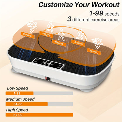 Trillingsplaat – Vibratieplaat – Fitness Plate – Vibratieboard – Workout Trainer – Zwart – 135 kg Max Belastbaarheid – 99 Snelheidsniveaus & Muziekspeler Functie