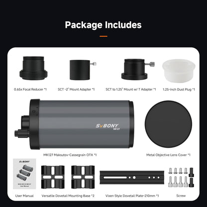 Svbony MK127 Adult Telescope, 127mm Aperture f/11.8 Telescope for Astronomy, Maksutov Cassegrain OTA, Dual-Speed Focus Catadioptric OTA for Visual Astronomy and Planetary - QUORE