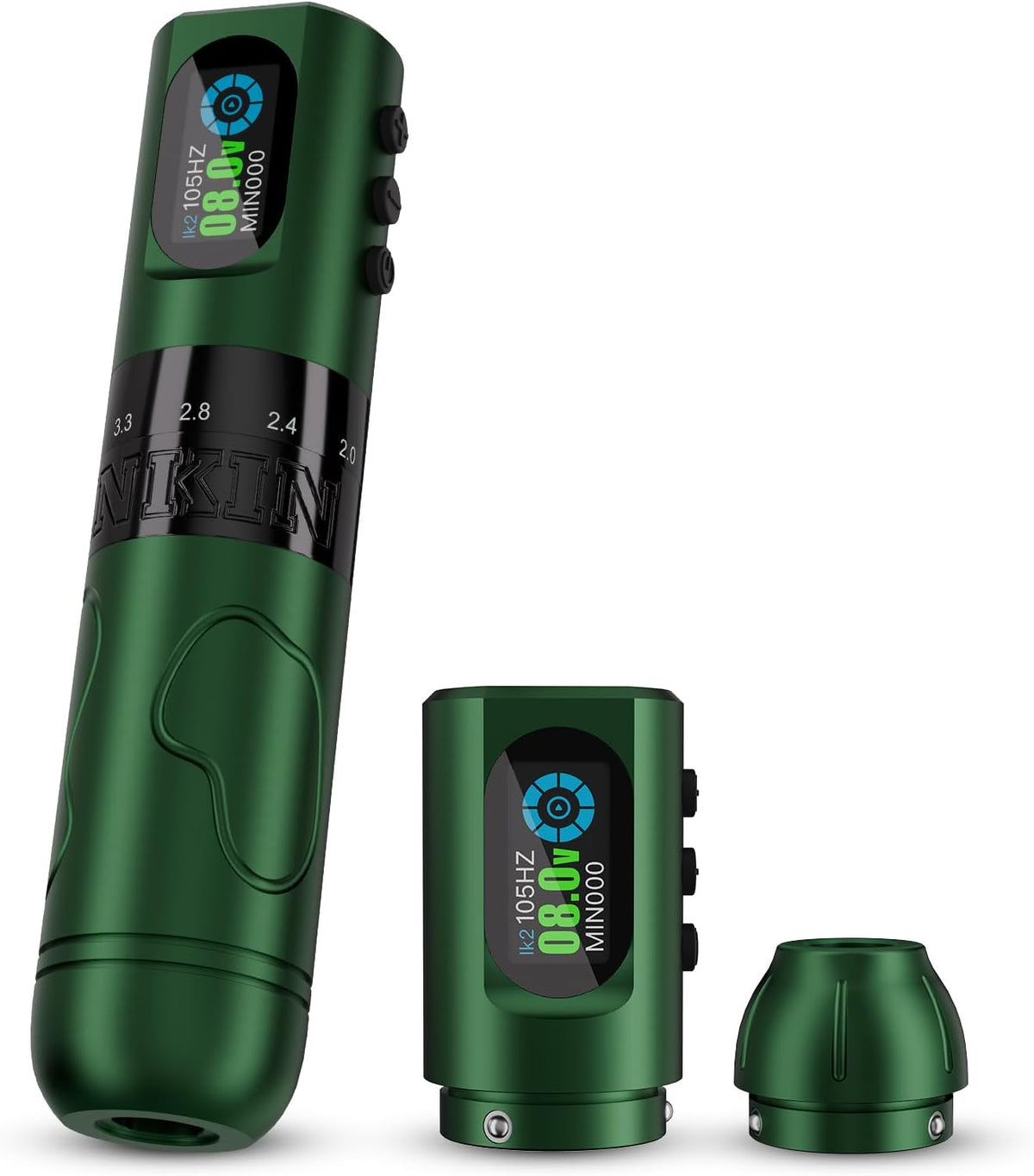 INKin INKflexo Tattoomachine, draadloos, met 6 standen 2,0 - 4,2 mm en digitaal OLED-display, professionele tattooset met 2 verwisselbare batterijen, 1600 mAh, voor een lange levensduur van de